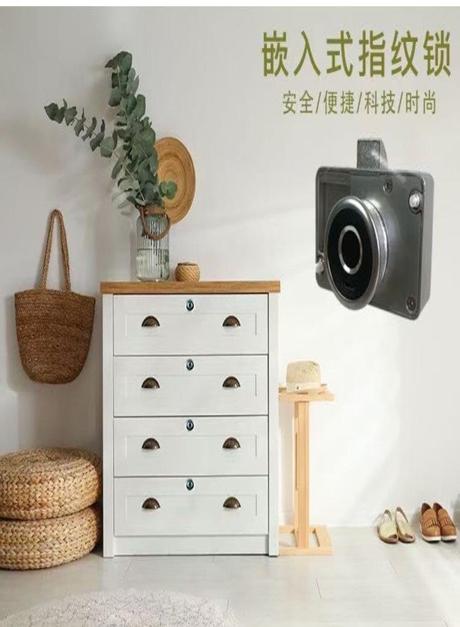 ARUZEN Premium Fingerprint|Biometric Wardrobe Lock for Cabinets, Wardrobe & Almirah for Home & Office | Finish- Ivory | Material - Zinc (Fingerprint Lock) - Image 4